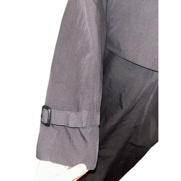 London Fog Trench Coat Black Removable Paisley Liner Double Breasted Sz 10‎ - Picture 7 of 15